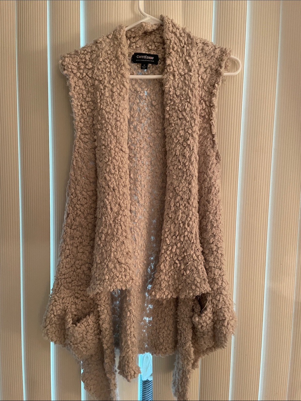CoffeeShop Taupe Bouclé Open-Front Vest